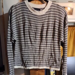 Striped Black and White Crew Neck Sweater